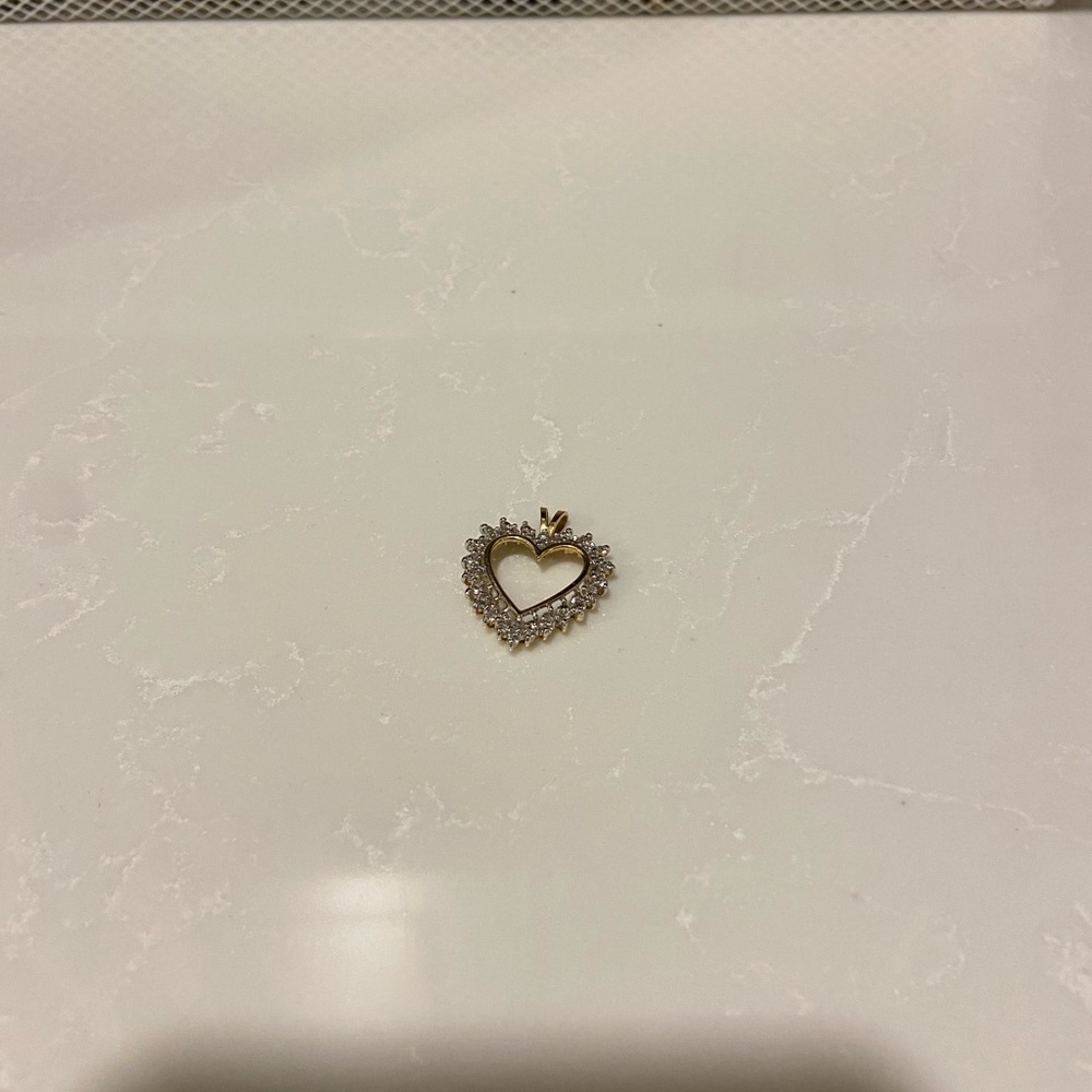 Gold Heart Pendant with Silver Accents